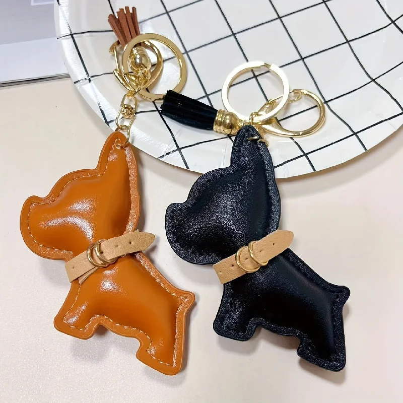 - Cat nail clippers with LED lightsFrench Bulldog Shape Faux Leather Pendant Keychain - Cat nail clippers with LED lightsFrench Bulldog Shape Faux Leather Pendant Keychain