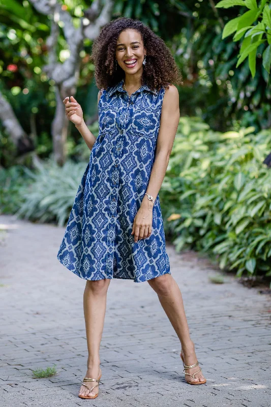 - Dog heart rate monitoring collarEyeful Blue 100% Cotton Shirt Dress with Geometric Pattern - Dog heart rate monitoring collarEyeful Blue 100% Cotton Shirt Dress with Geometric Pattern