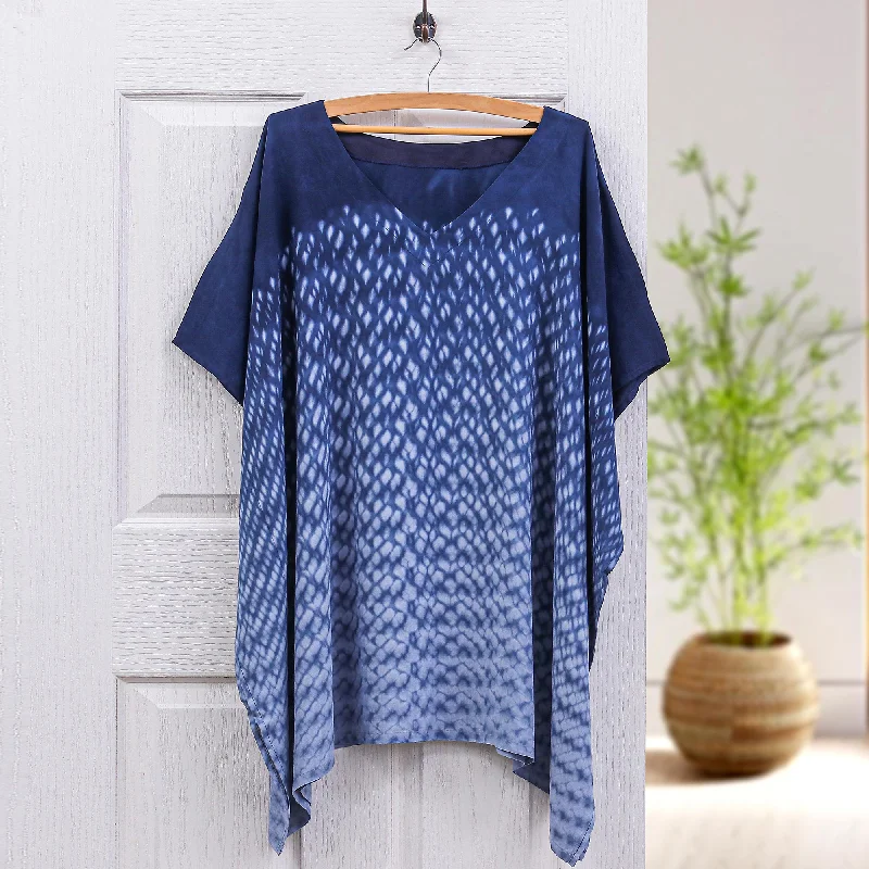- Air box TSA certified check-inThai Rain in Dark Blue Hand Made Tie-Die Rayon Caftan