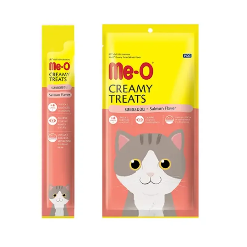    - Cat food for picky eaters  Me-O Creamy Cat Treats - Salmon 15g x 4 Tubes - Pack of 5