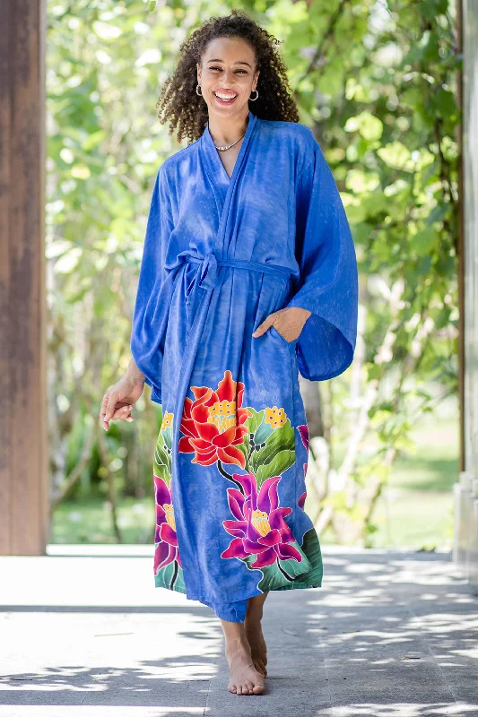 - Winter dog thick down jacketBeautiful Flowers in Blue Blue and Multicolored Floral Rayon Robe