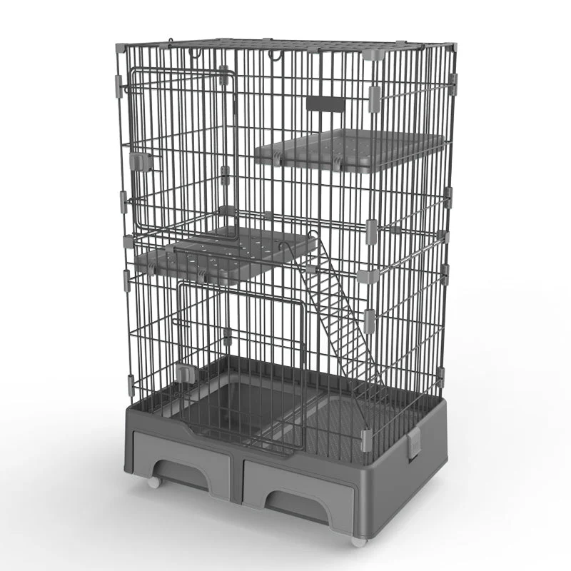 - Degradable pet feces bagYES4PETS 134 cm Grey Pet 3 Level Cat Cage House With Litter Tray And Storage Box - Degradable pet feces bagYES4PETS 134 cm Grey Pet 3 Level Cat Cage House With Litter Tray And Storage Box