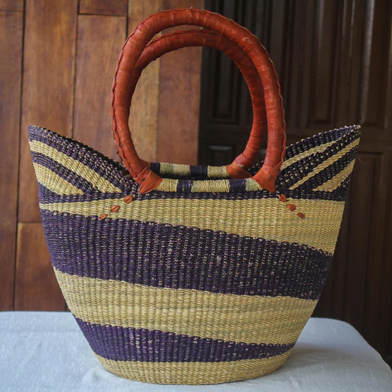 - Postoperative pet anti-licking Elizabethan collarBawku Blue-Violet Artisan Crafted Purple Striped Raffia Basket Tote Bag