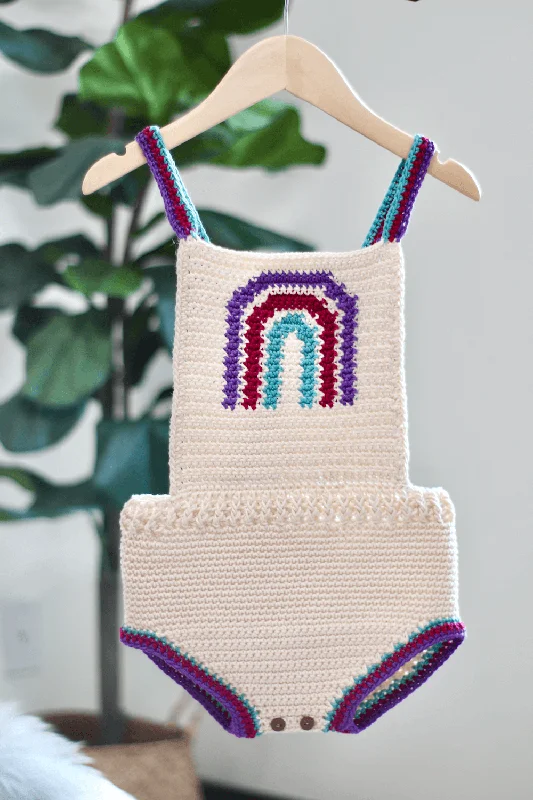 - Winter warm clothes for short-haired dogsBoho Rainbow Romper (Crochet)