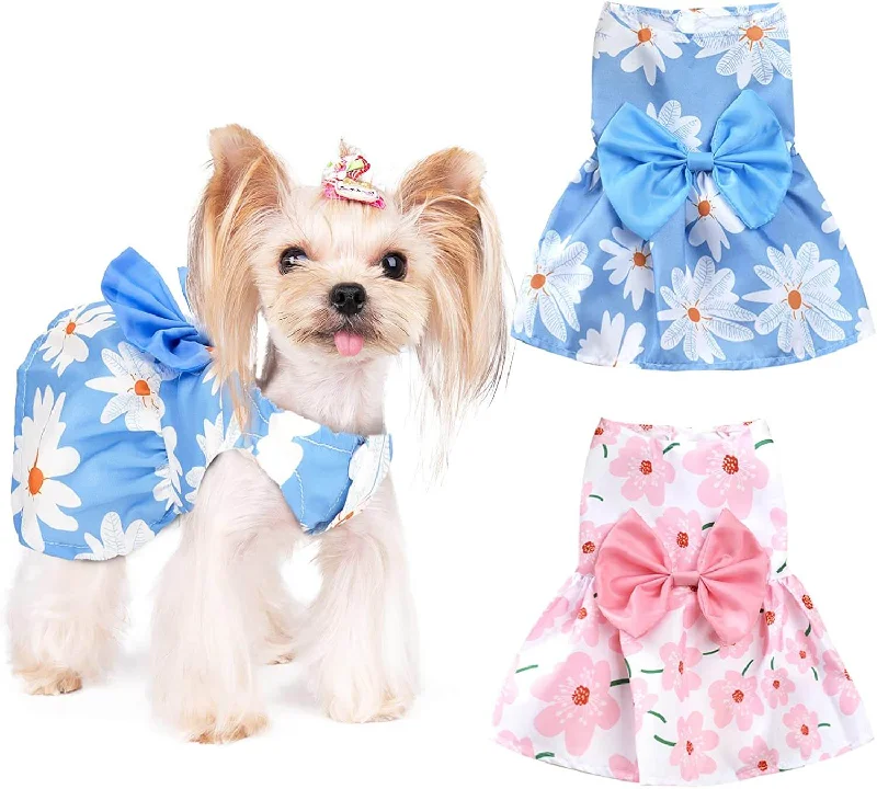 - Summer pet ice matKUTKUT 2 Pack Dog Bowknot Dress Hawaiian Daisy Puppy Dresses for Small Dogs Girl Dog Clothes Outfit Apparel Cute Summer Cat Clothing for Maltese Yorkie - Summer pet ice matKUTKUT 2 Pack Dog Bowknot Dress Hawaiian Daisy Puppy Dresses for Small Dogs Girl Dog Clothes Outfit Apparel Cute Summer Cat Clothing for Maltese Yorkie