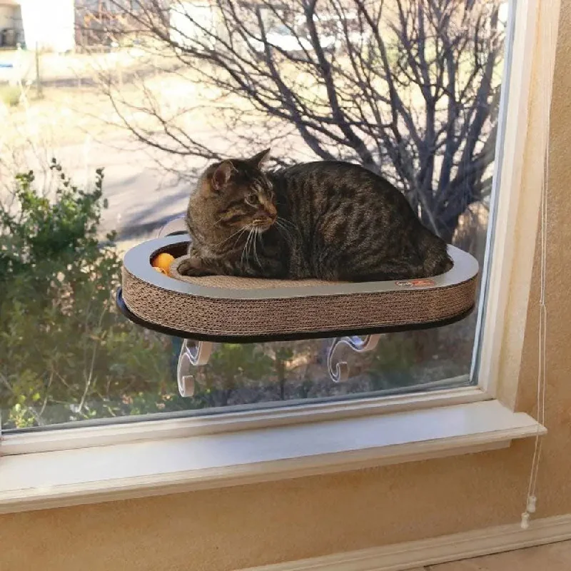 - Cat anti-jump window safety netUniversal Mount Kitty Sill with Cardboard track