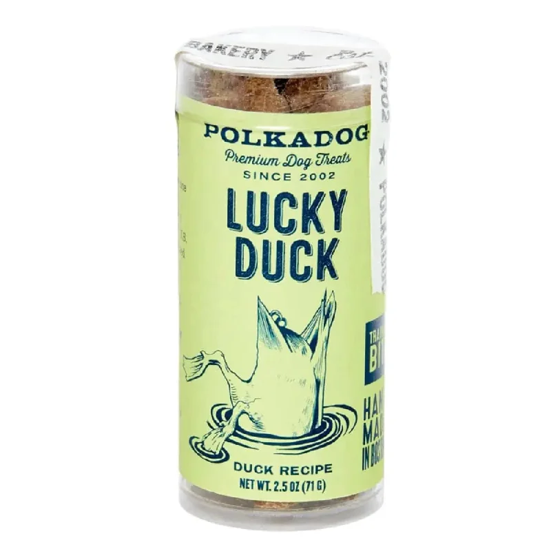 - Dog disposable foam shower gelPolka Dog Lucky Duck Bits Mini Tube Dog Treats