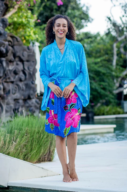 - Pet water dispenser UV sterilization versionSky Lotus Hand-Painted Blue Rayon Robe from Bali - Pet water dispenser UV sterilization versionSky Lotus Hand-Painted Blue Rayon Robe from Bali