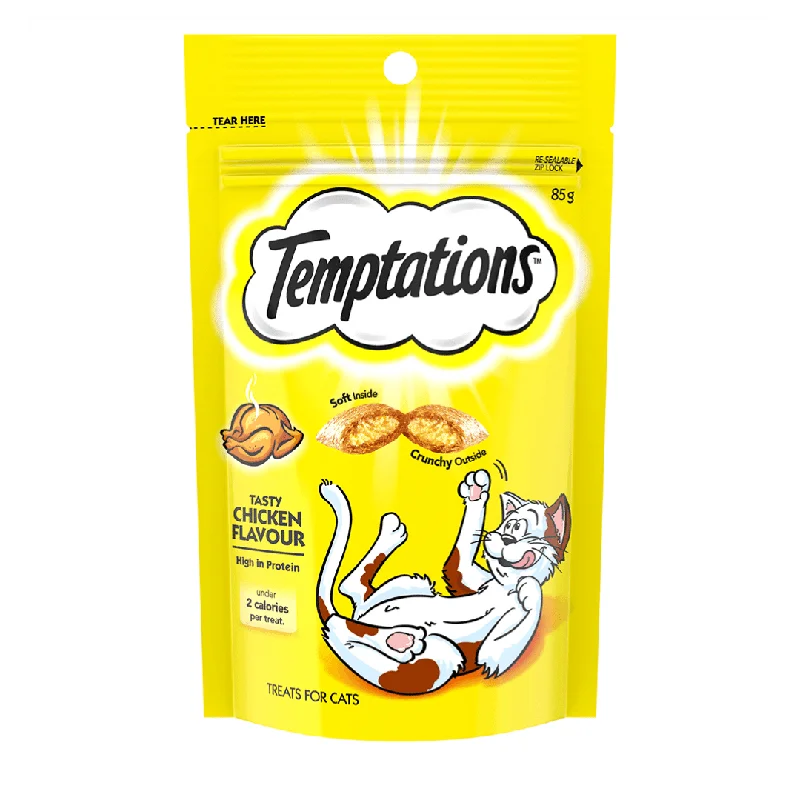 - Cat food for multi-cat households Temptations Cat Treats - Chicken Flavor - 85g - Pack of 5 - Cat food for multi-cat households Temptations Cat Treats - Chicken Flavor - 85g - Pack of 5