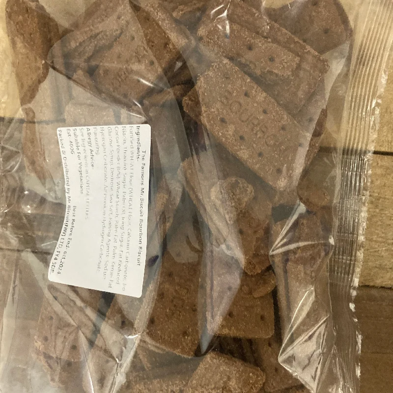 - Organic cotton dog bibsMr Biscuit Bourbon Cream Biscuits (Broken & Mis-Shapes) 400g