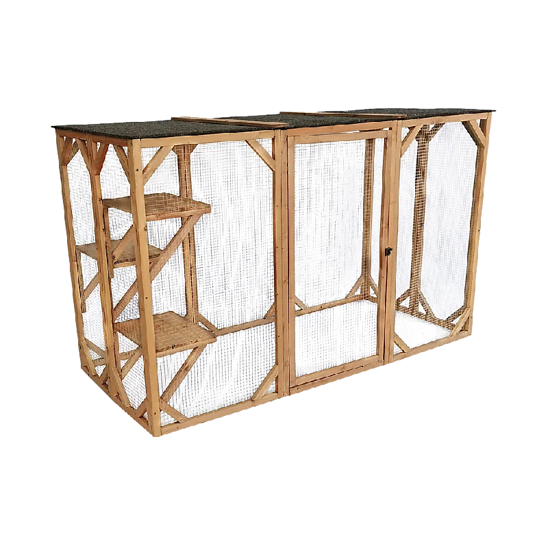 - ​​Christmas pet Christmas clothing180cm Large Cat Enclosure Wooden Outdoor Cage with 3 Platforms