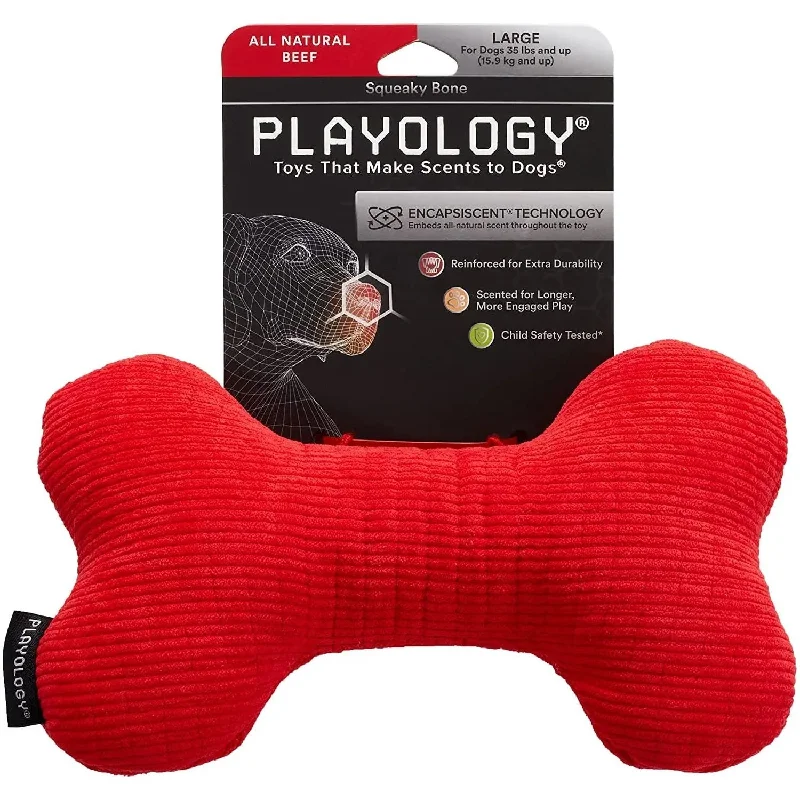 - Environmentally friendly pet toy recommendationsPlayology Plush Squeaky Bone Dog Toy All-Natural Beef Scent, LG