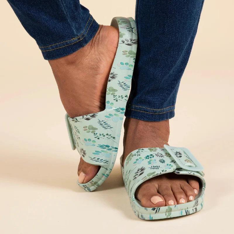 - Air box TSA certified check-inPaw Print Single Buckle Slide Sandals