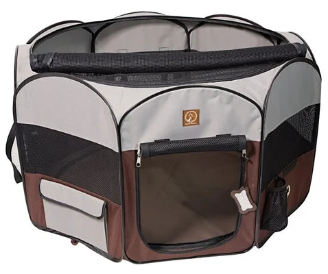 Classification by season or weather:Folding Dog Playpen: Grey/Brown