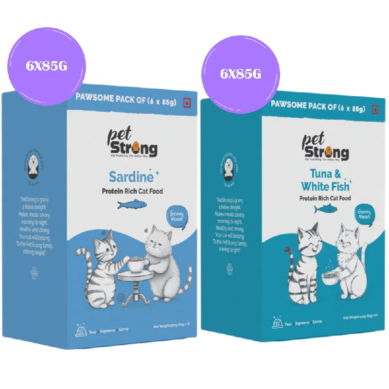 - Pet water dispenser UV sterilization versionPetStrong Sardine & Tuna and White Fish in Gravy Cat Wet Food Combo