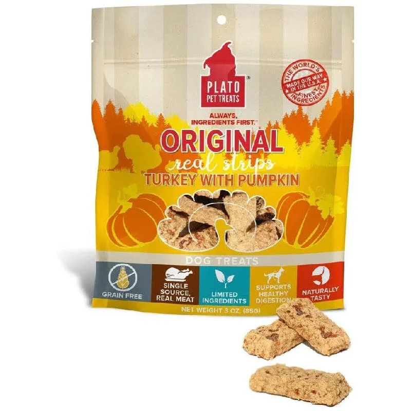 ---Plato Original Real Strips Turkey & Pumpkin Dog Treats