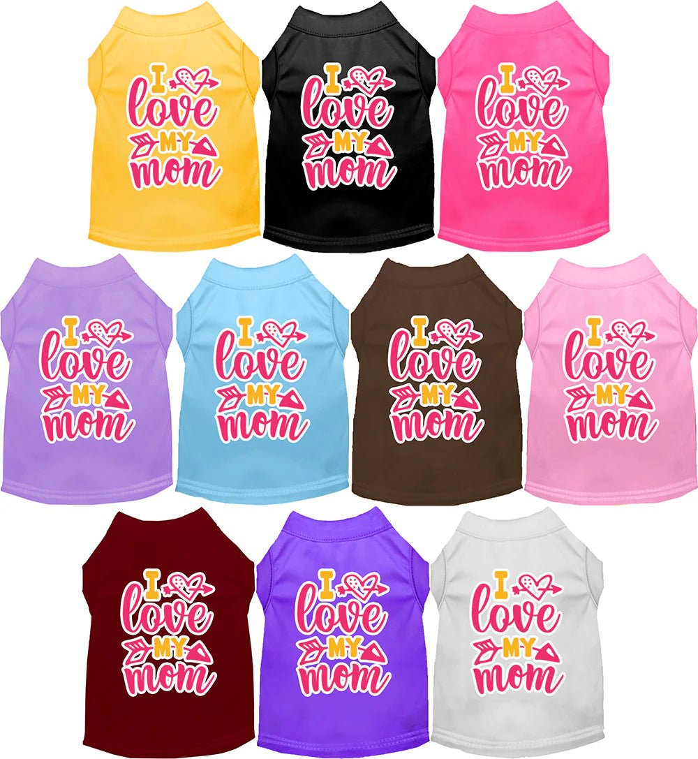 Pet sun protection clothesI Love My Mom Screen Print Dog Shirt in Many Colors