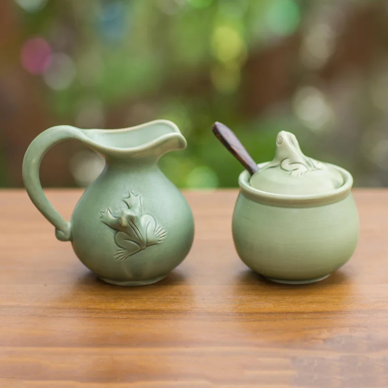 - Foldable and portable cat bagFancy Frogs Fair Trade Ceramic Sugar Bowl and Creamer
