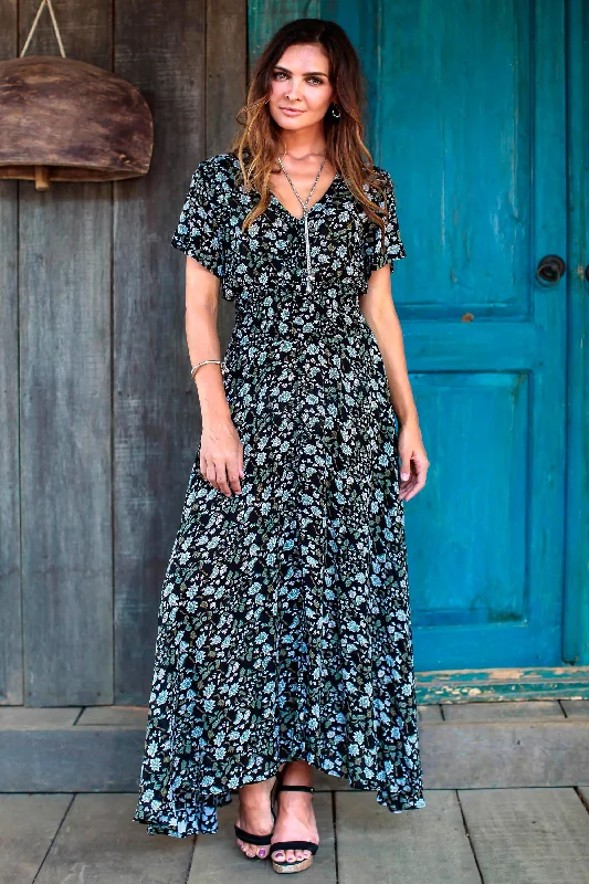 - Cat stress soothing sprayBali Garden Short Sleeve White and Olive Floral on Black Rayon Dress - Cat stress soothing sprayBali Garden Short Sleeve White and Olive Floral on Black Rayon Dress