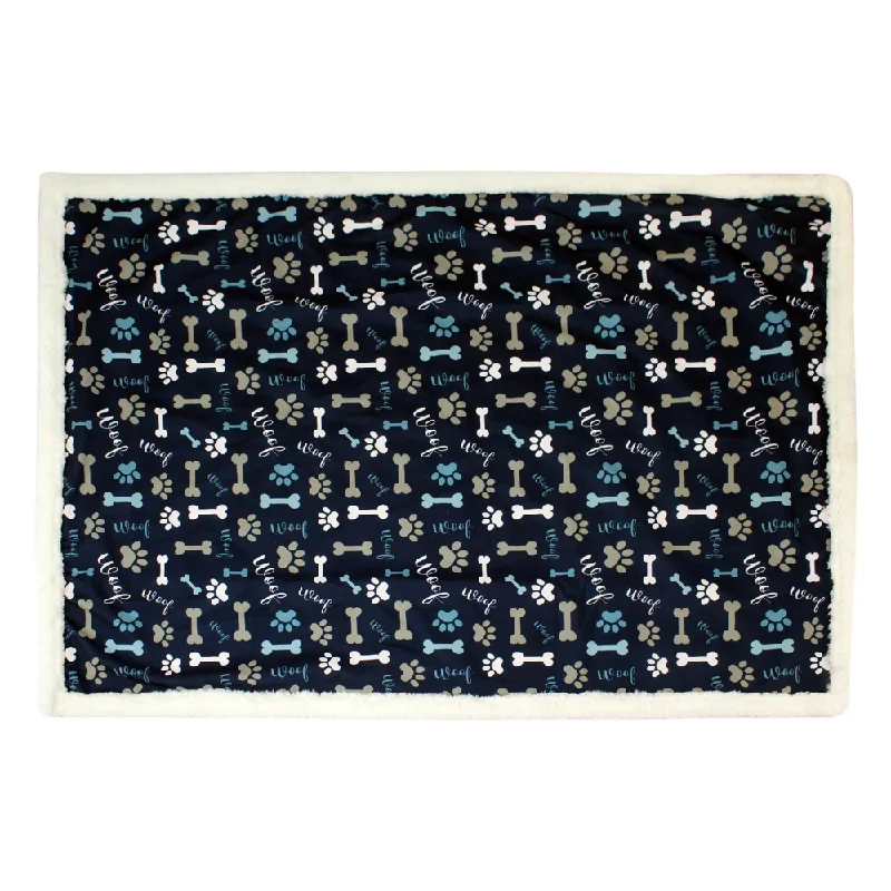 - Degradable pet feces bagPawpourri Printed Navy Bone, Paw and Woof Blanket for Dogs