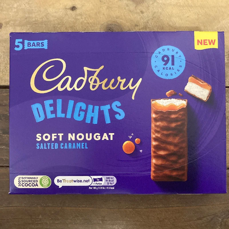 - Air box TSA certified check-in10x Cadbury Delights Salted Caramel Chocolate Nougat Bars (2 Packs of 5 Bars)
