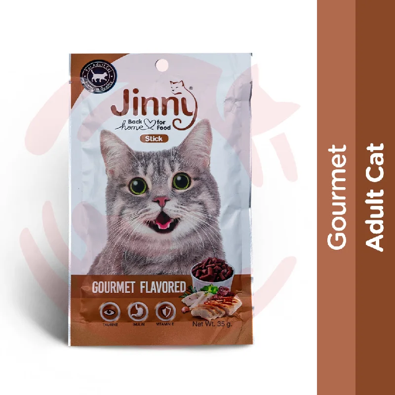    - Cat food for spayed/neutered cats  Jinny Cat Treats - Gourmet (35g) - Pack of 5