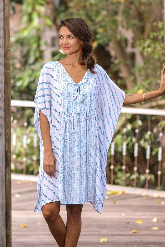 - Solid wood cat climbing frame customizedAzure Helix Helix Motif Rayon Short-Sleeve Tunic-Style Dress from Bali