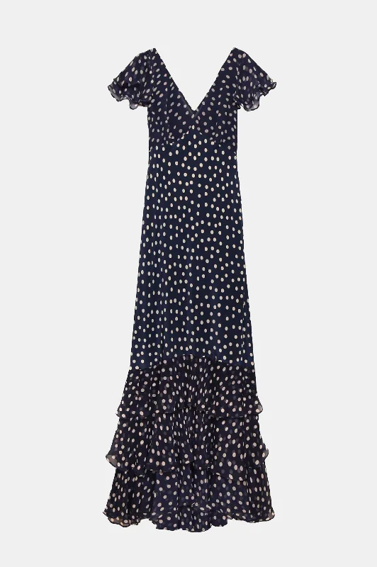 Ossy Dress in Scatter Spot Navy