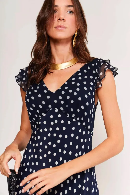 Ossy Dress in Scatter Spot Navy