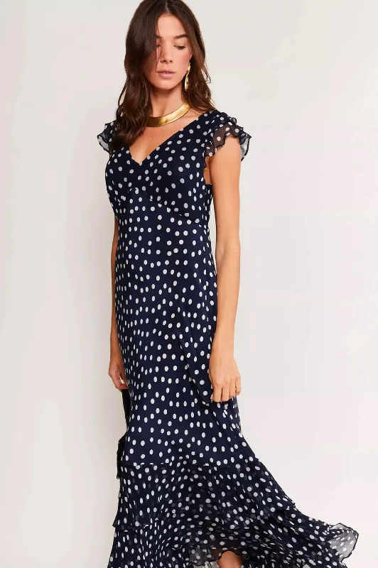 Ossy Dress in Scatter Spot Navy