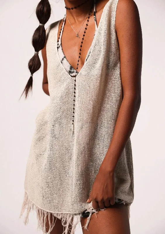 AISHA MINI DRESS - FEATHER GRAY