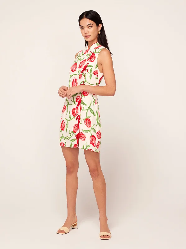 Aubrey Ivory Tulip Print Mini Dress