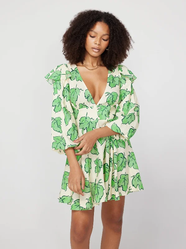 Cordelia Green Vine Leaf Mini Dress