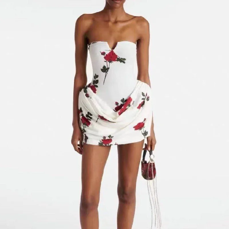 Dolly Off-shoulder Ruched Floral Mini Dress