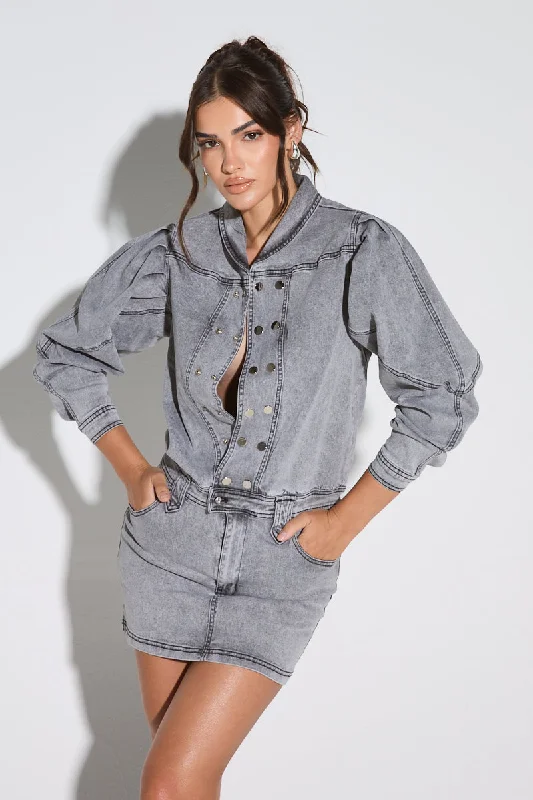 EMIRA Grey Denim Mini Dress