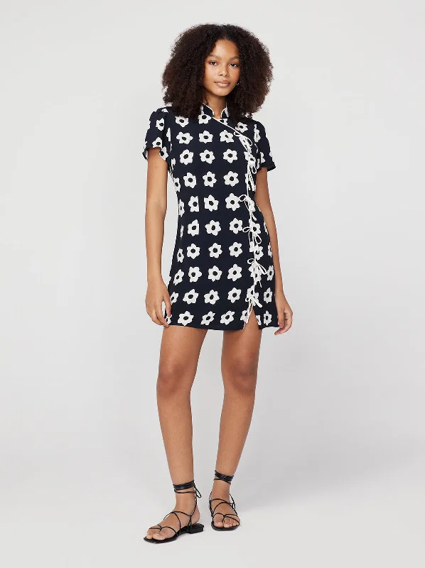 Harlow Black Tiled Floral Mini Dress