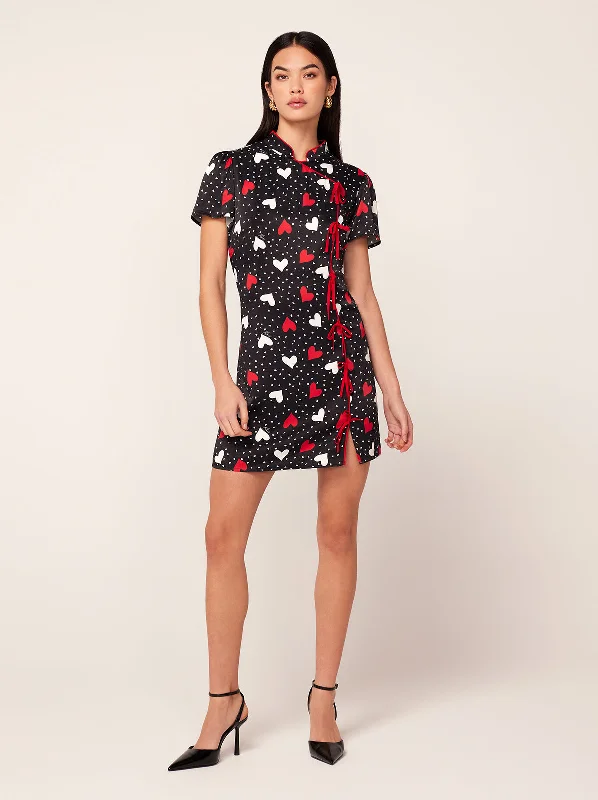 Harlow Red Heart Print Mini Dress