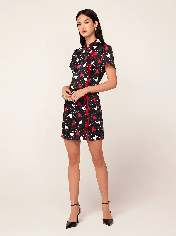 Harlow Red Heart Print Mini Dress