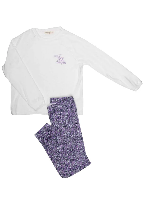 Seventy1 Flower Embroidered Pyjamas, Violet