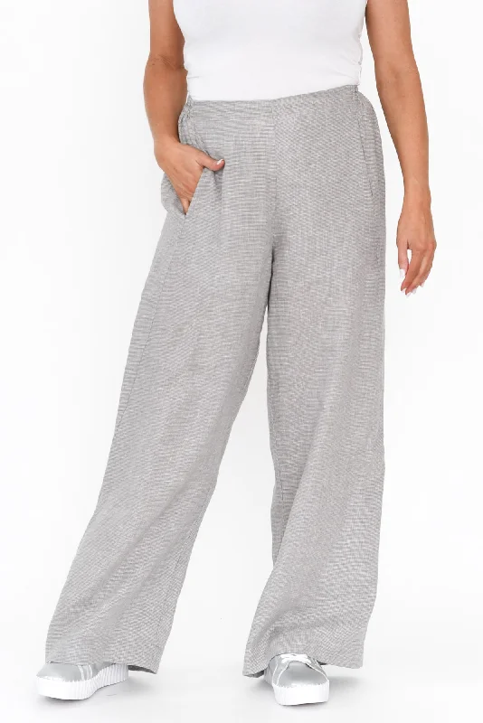 Xandra Grey Linen Pocket Pants